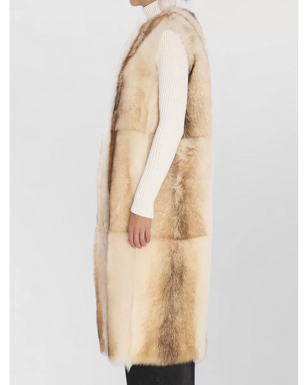 Yves Salomon Natural Lamb Fur Long Vest