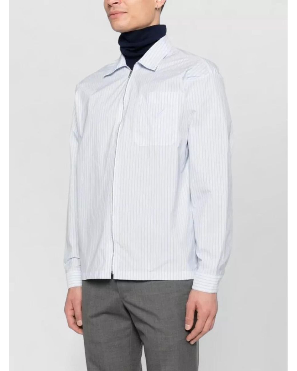 Prada White Striped Long-Sleeve Shirt for men