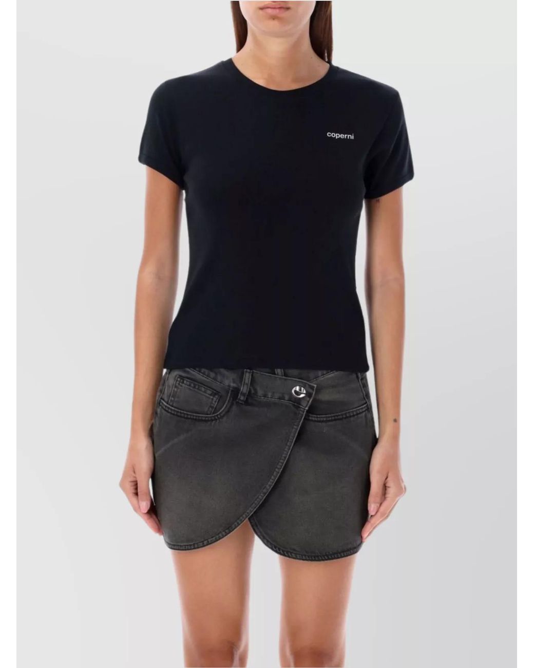 Coperni Black Organic Cotton Cropped Slim-Fit Logo-Print T-Shirt