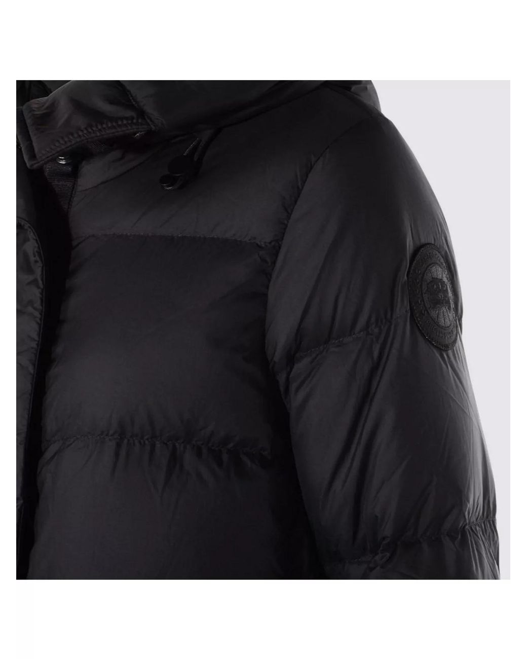 Canada Goose Black Down Hooded Midi Puffer Jacket