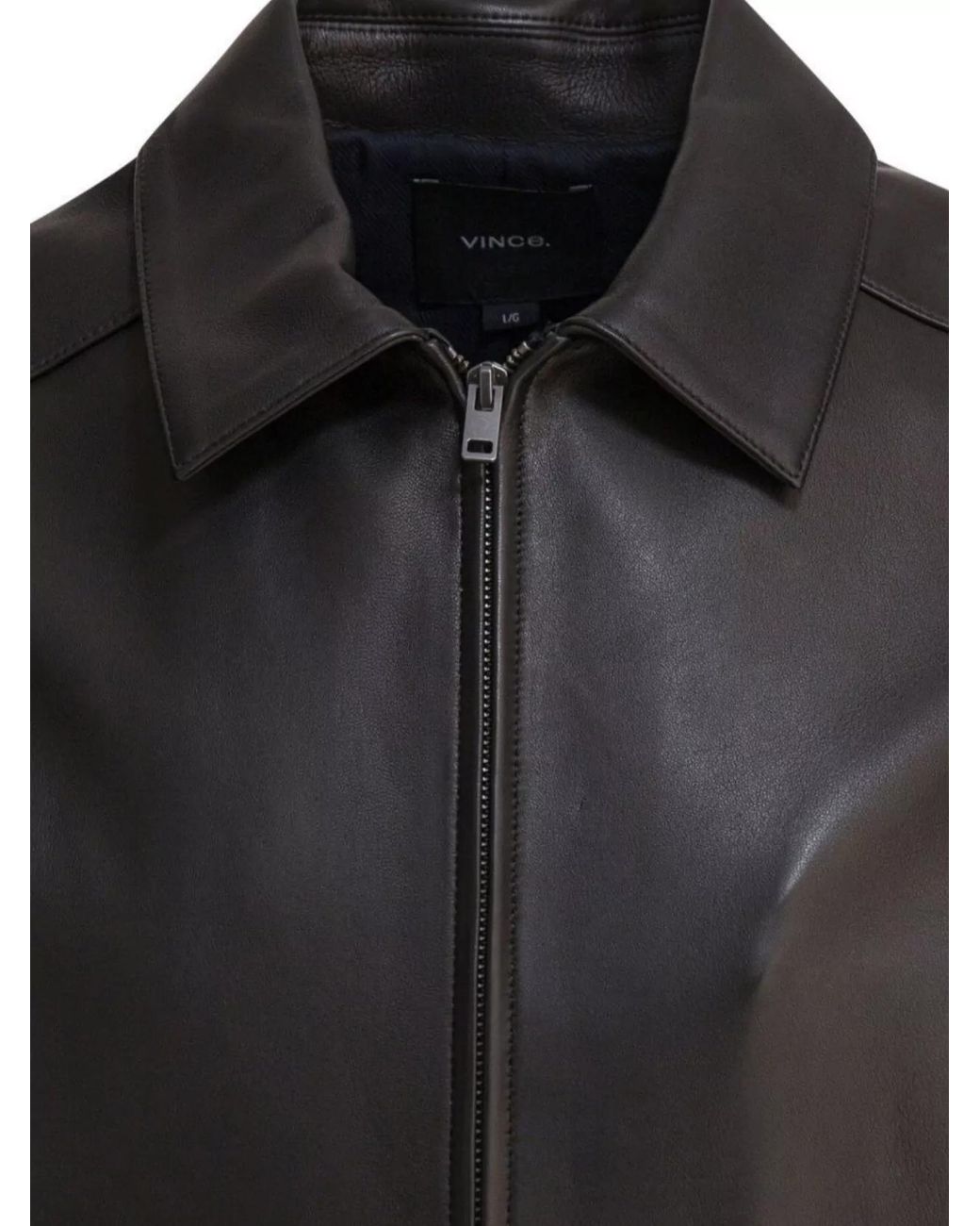 Vince Black Lamb Leather Zip Jacket for men