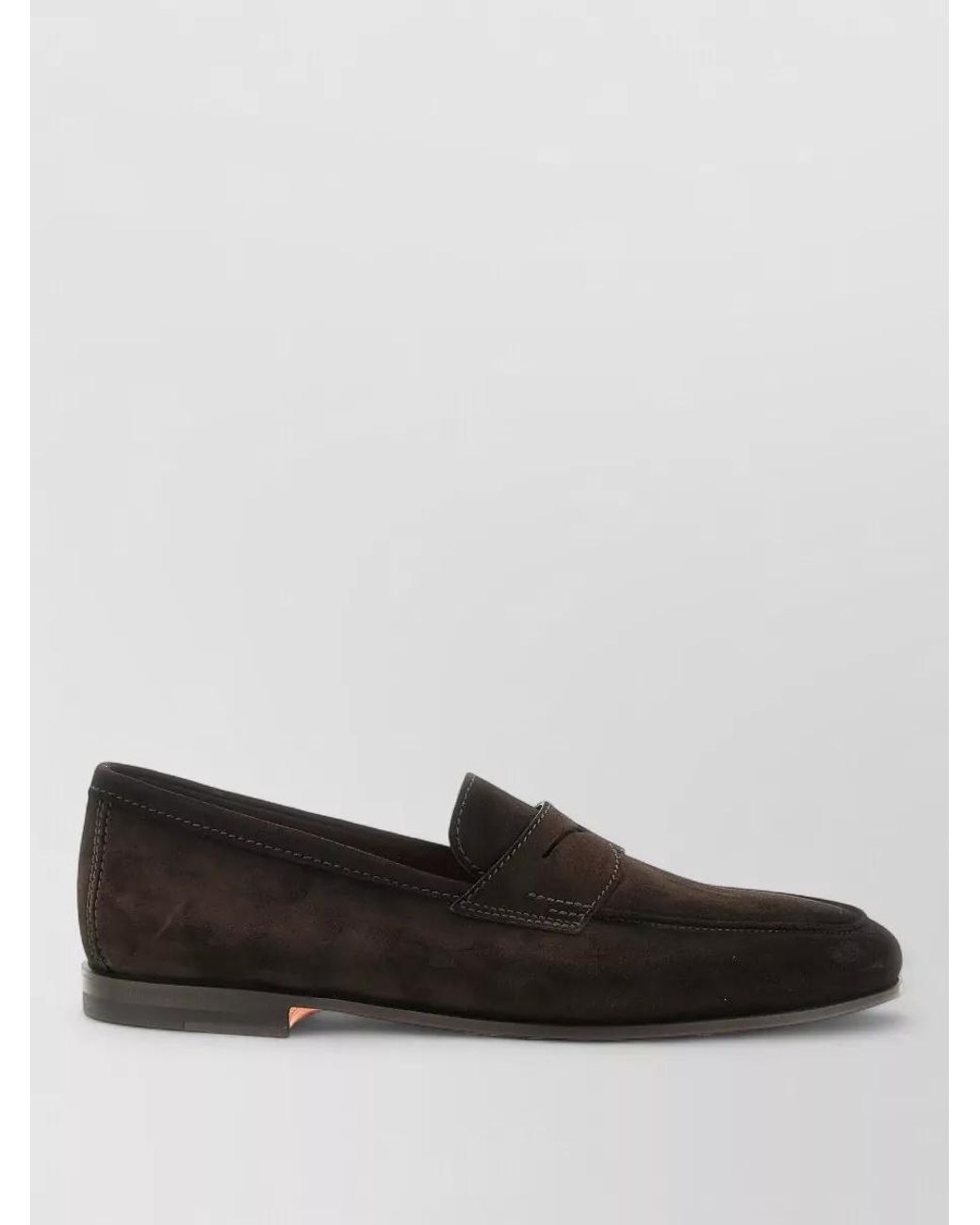 Santoni Brown Calfskin Leather Loafers for men