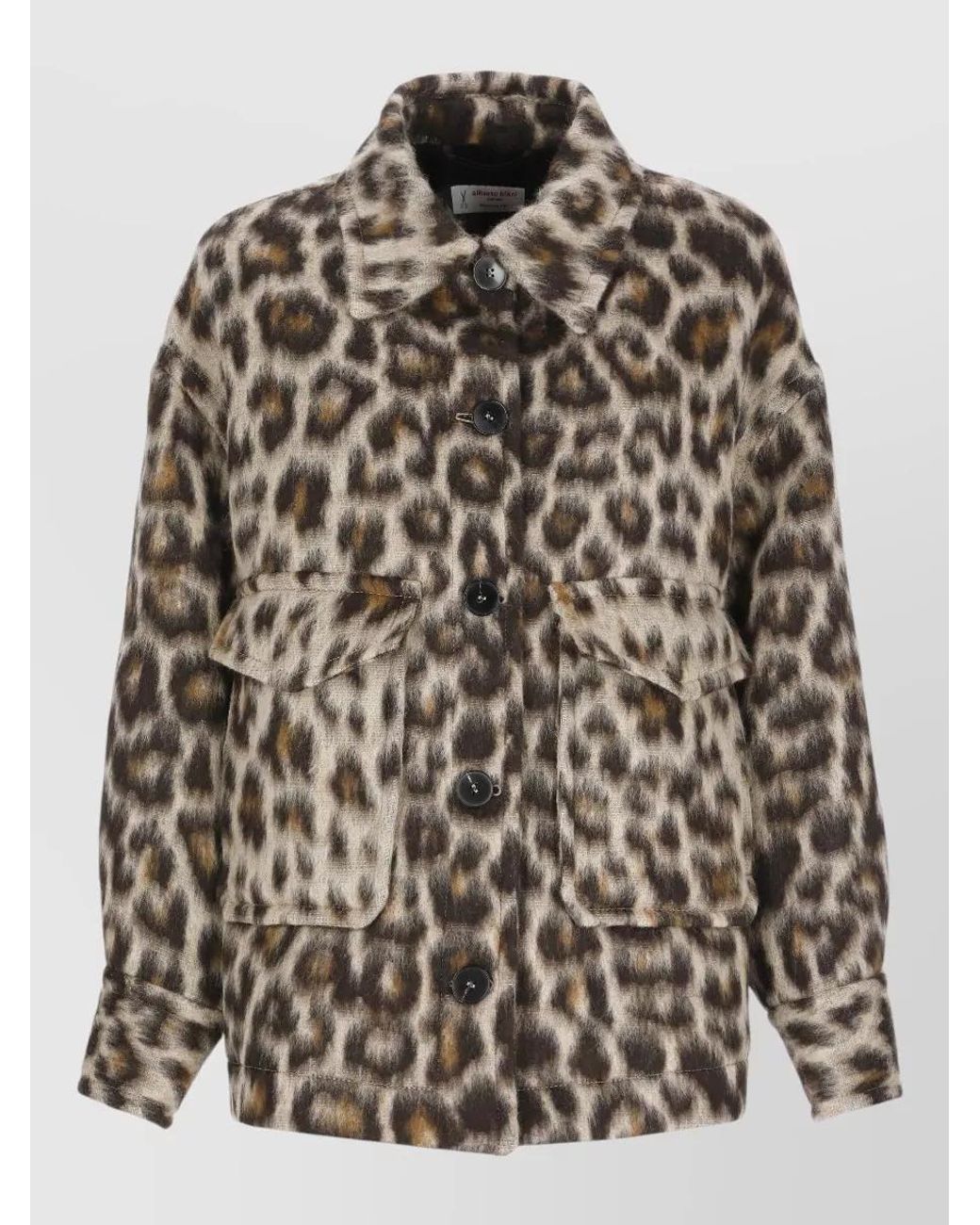 Alberto Biani Multicolor Wool Animal-Print Oversized Coat