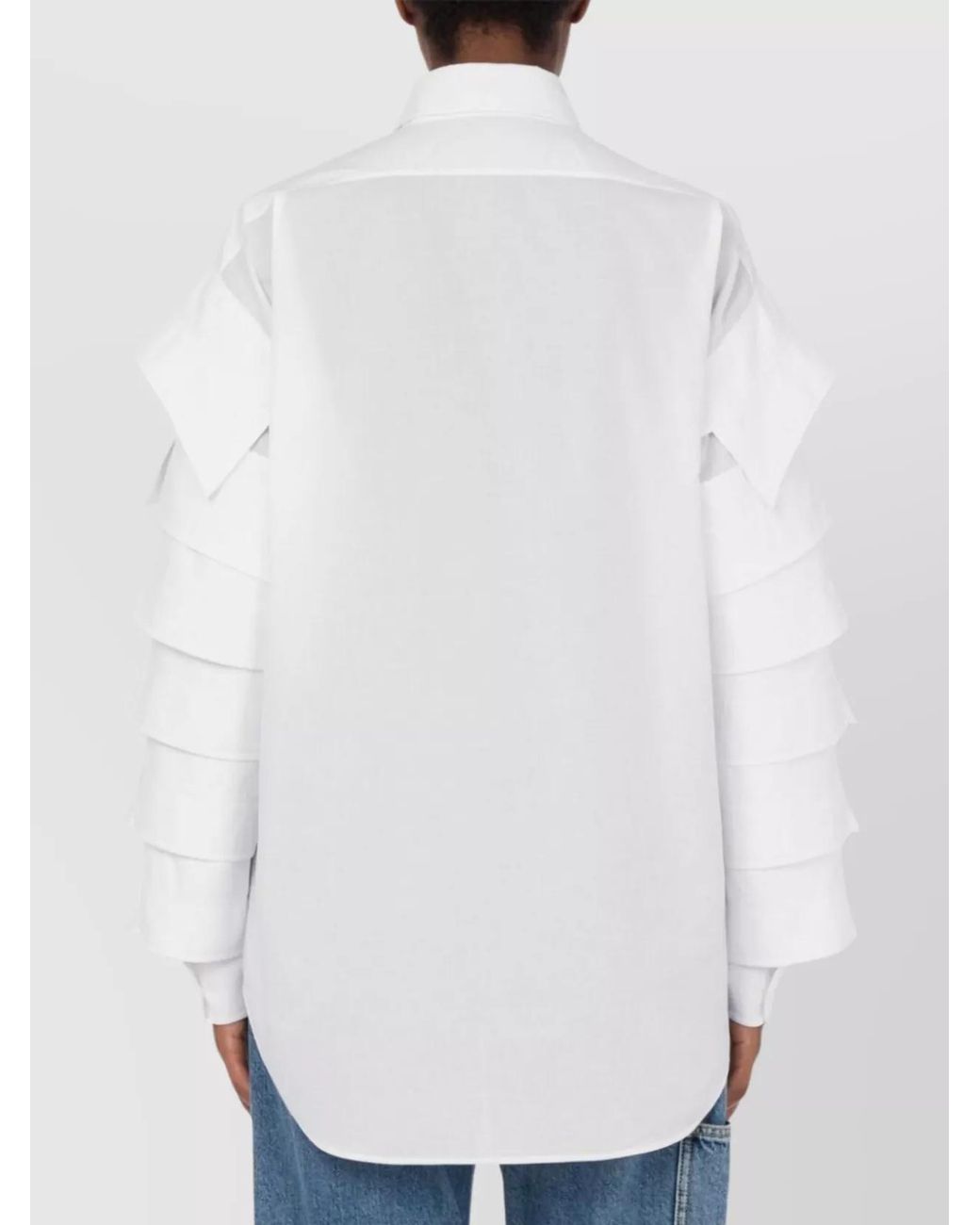Moschino White Flared Collared Shirt With Unique Sleeve Design