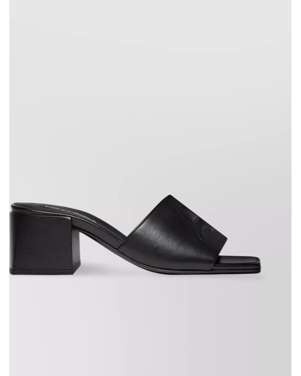 Courreges Black Leather Block Heel Sandals