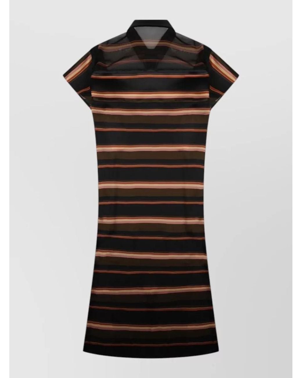 Sacai Black Horizontal-Stripe Print Midi Dress