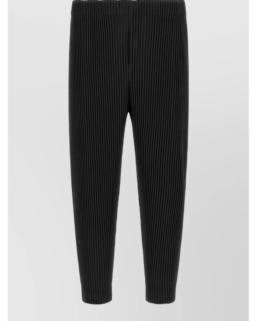 Homme Plissé Issey Miyake Black Pleated Tapered Cropped Trousers for men