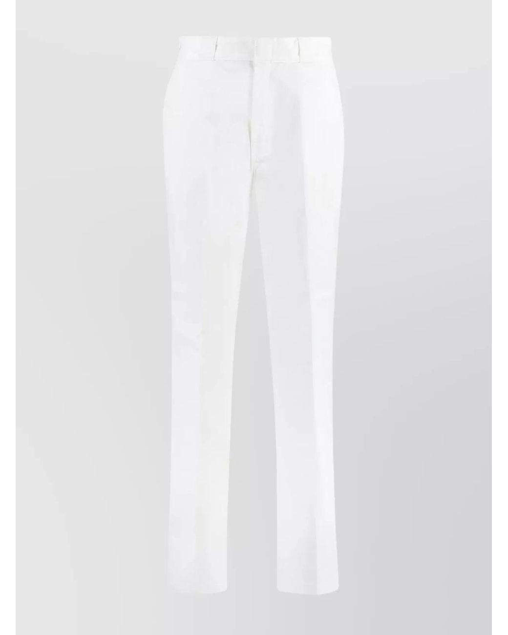 Dickies White Cotton Blend Trousers With Pockets And Loops