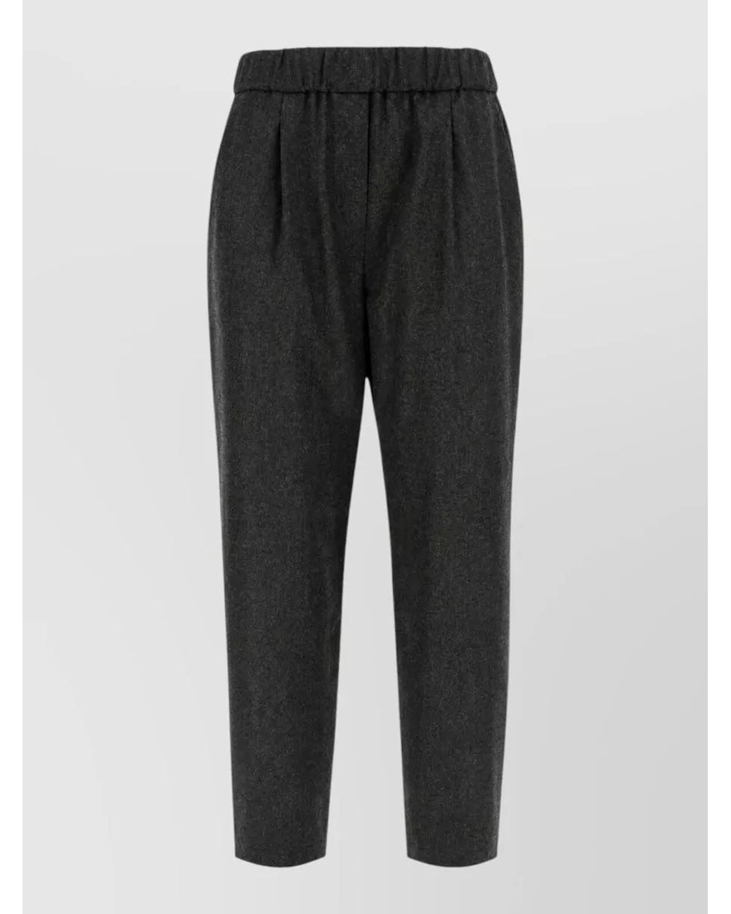 Giorgio Armani Black Wool Silk Cashmere Stretch Relaxed-Fit Pants