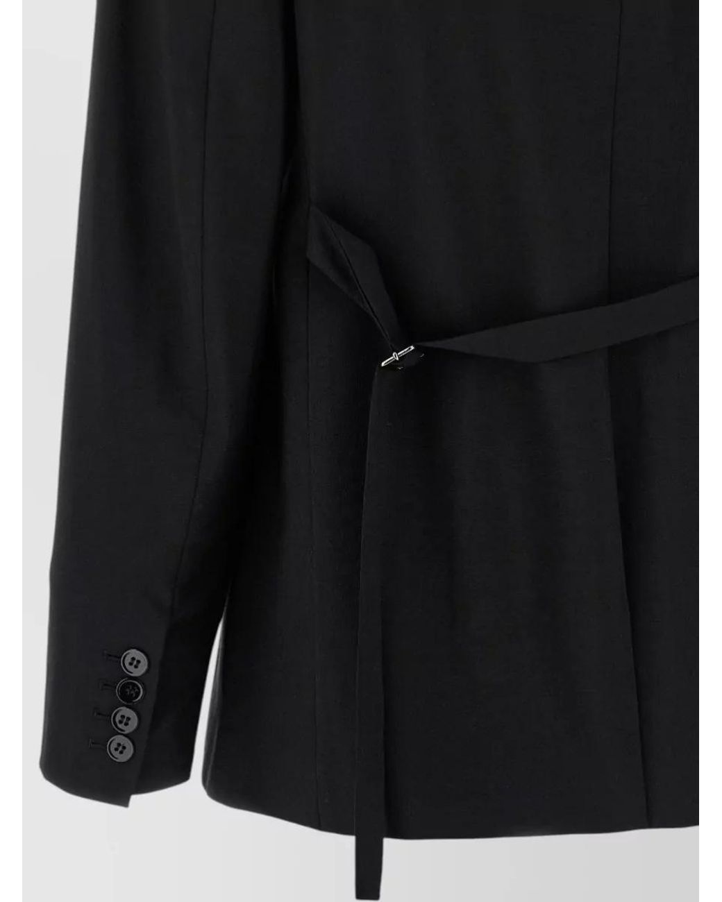 Nensi Dojaka Black Single-Breasted Belted Blazer