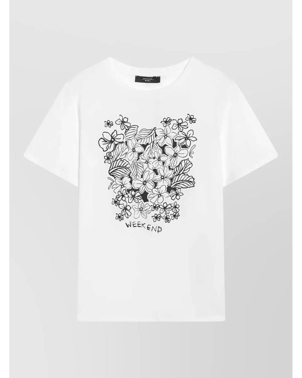 Weekend by Maxmara White Cotton Floral-Print T-Shirt