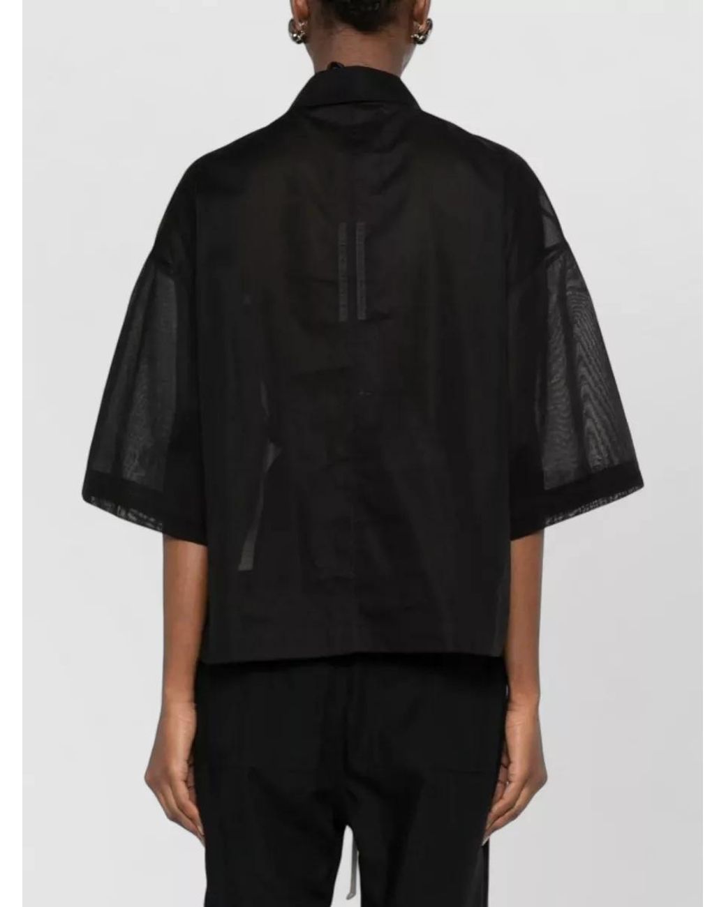Rick Owens Black Cotton Short-Sleeve Shirt