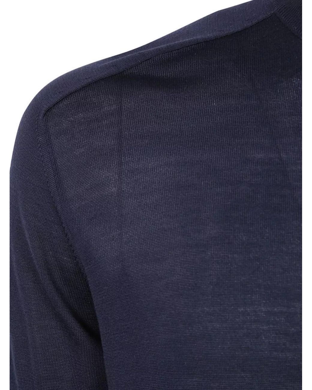 Moorer Blue Silk Short-Sleeve Sweater for men