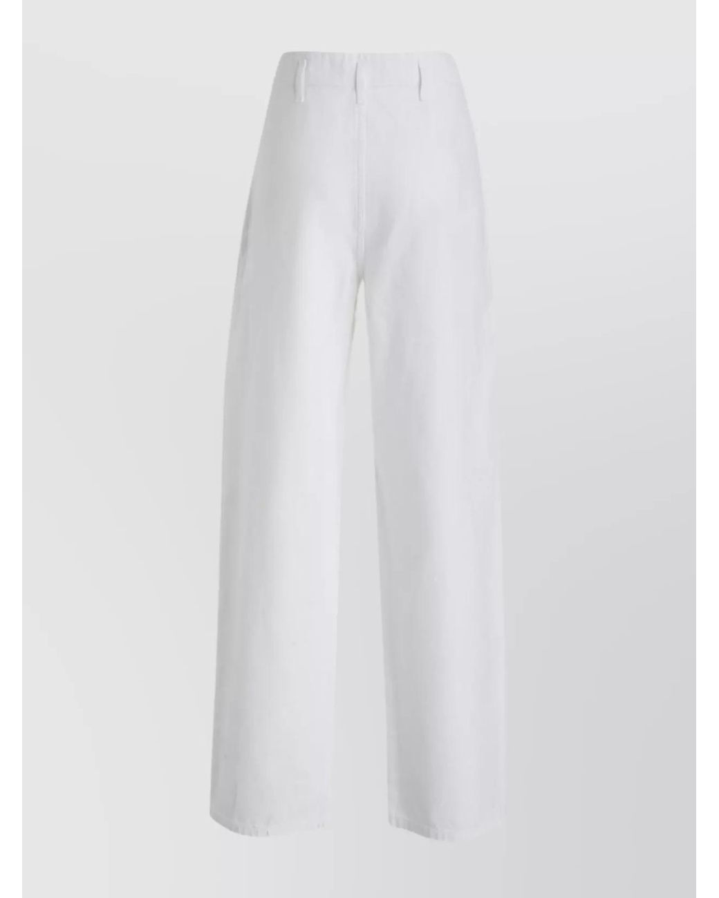 Philosophy White Cotton Wide-Leg Trousers