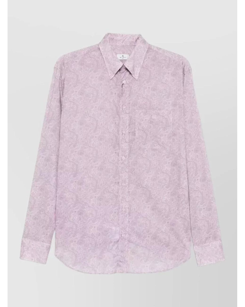Etro Pink Cotton Paisley-Print Long-Sleeve Shirt for men