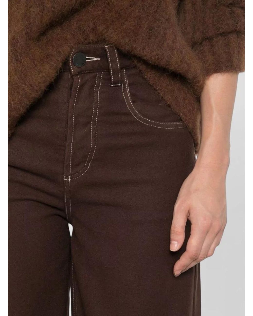 Uma Wang Brown High-Rise Wide-Leg Denim Trousers