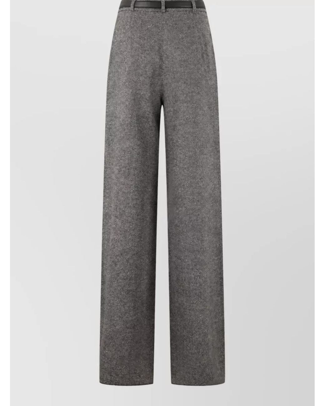 Max Mara Gray Virgin Wool High-Rise Wide-Leg Suit Trousers