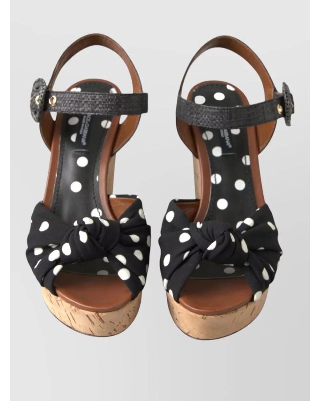Dolce & Gabbana Black Polka-Dot Wedge Sandals