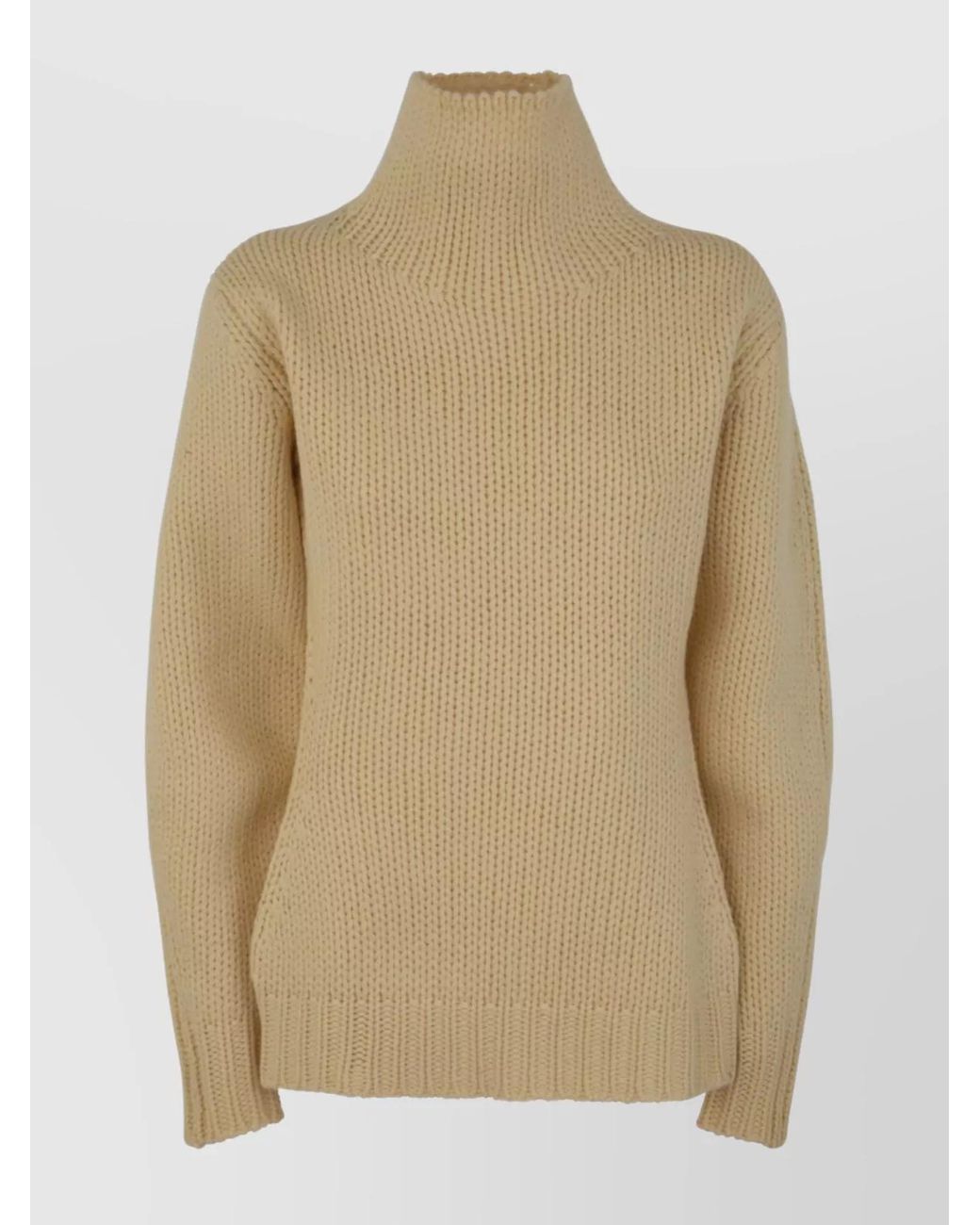 Jil Sander Natural Long Sleeved High Neck Sweater For