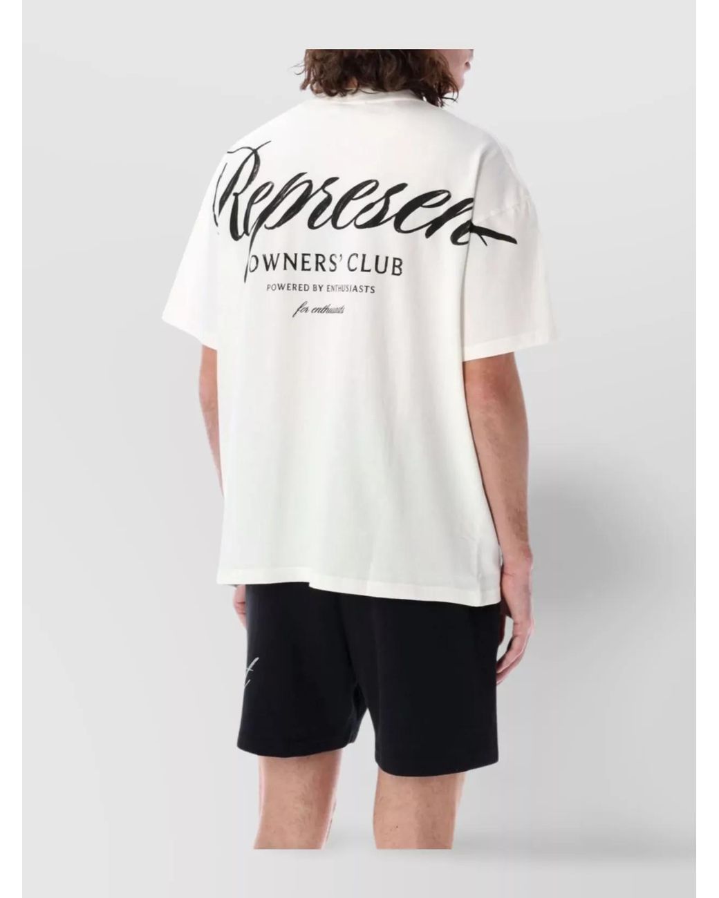 Represent White Cotton Oversized Logo Print T-Shirt for men