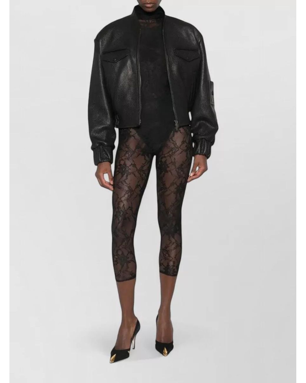 ANDAMANE Black High Neck Long Sleeve Bodysuit