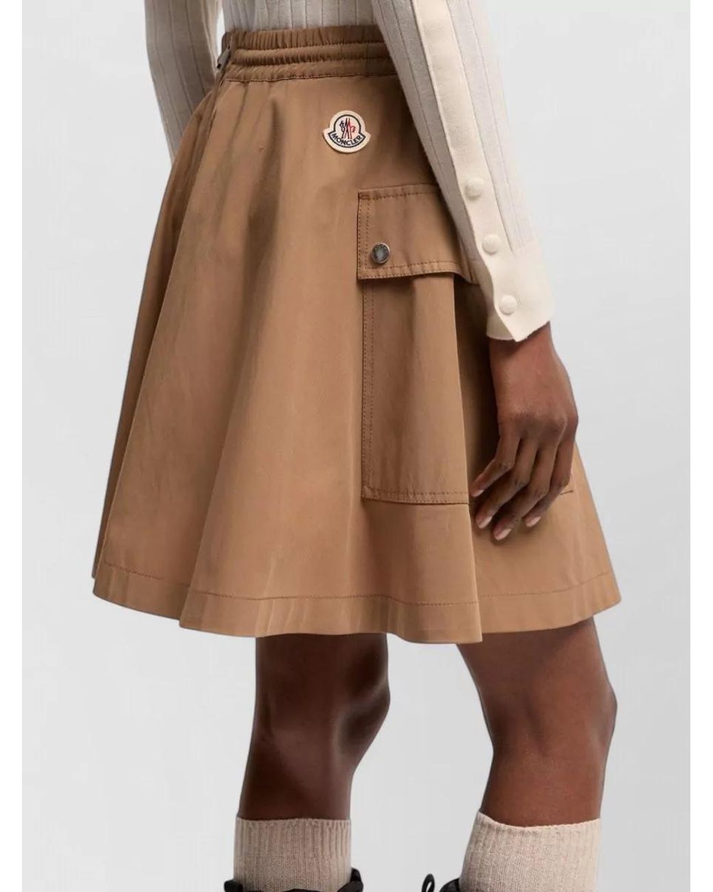 Moncler Natural Cotton Blend A-Line Mini Skirt