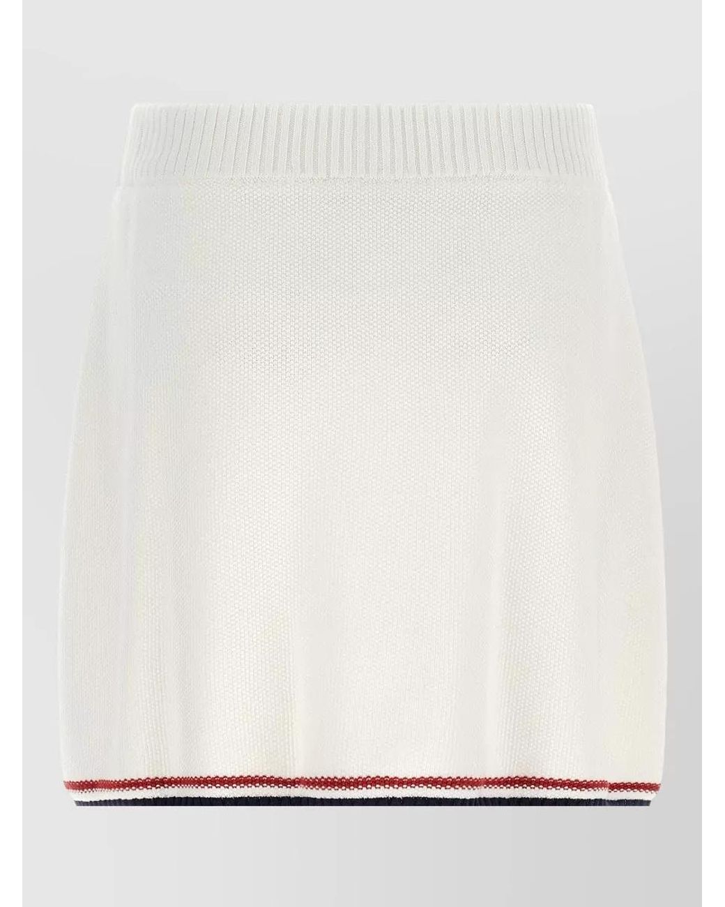 Brunello Cucinelli Natural Piqué-Knit Ribbed-Waist Striped-Hem Mini Skirt