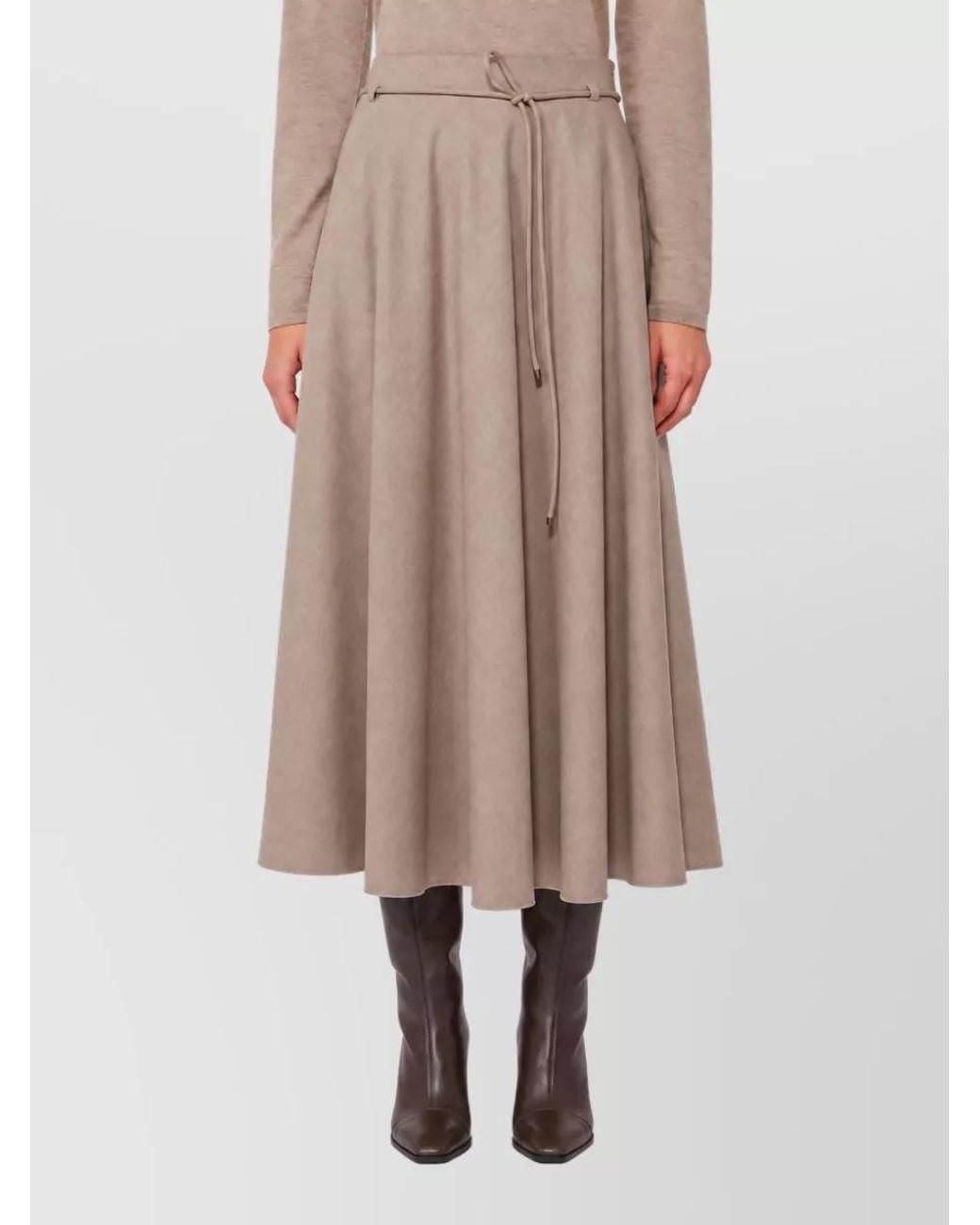 Max Mara Natural Cashmere Flared Midi Skirt