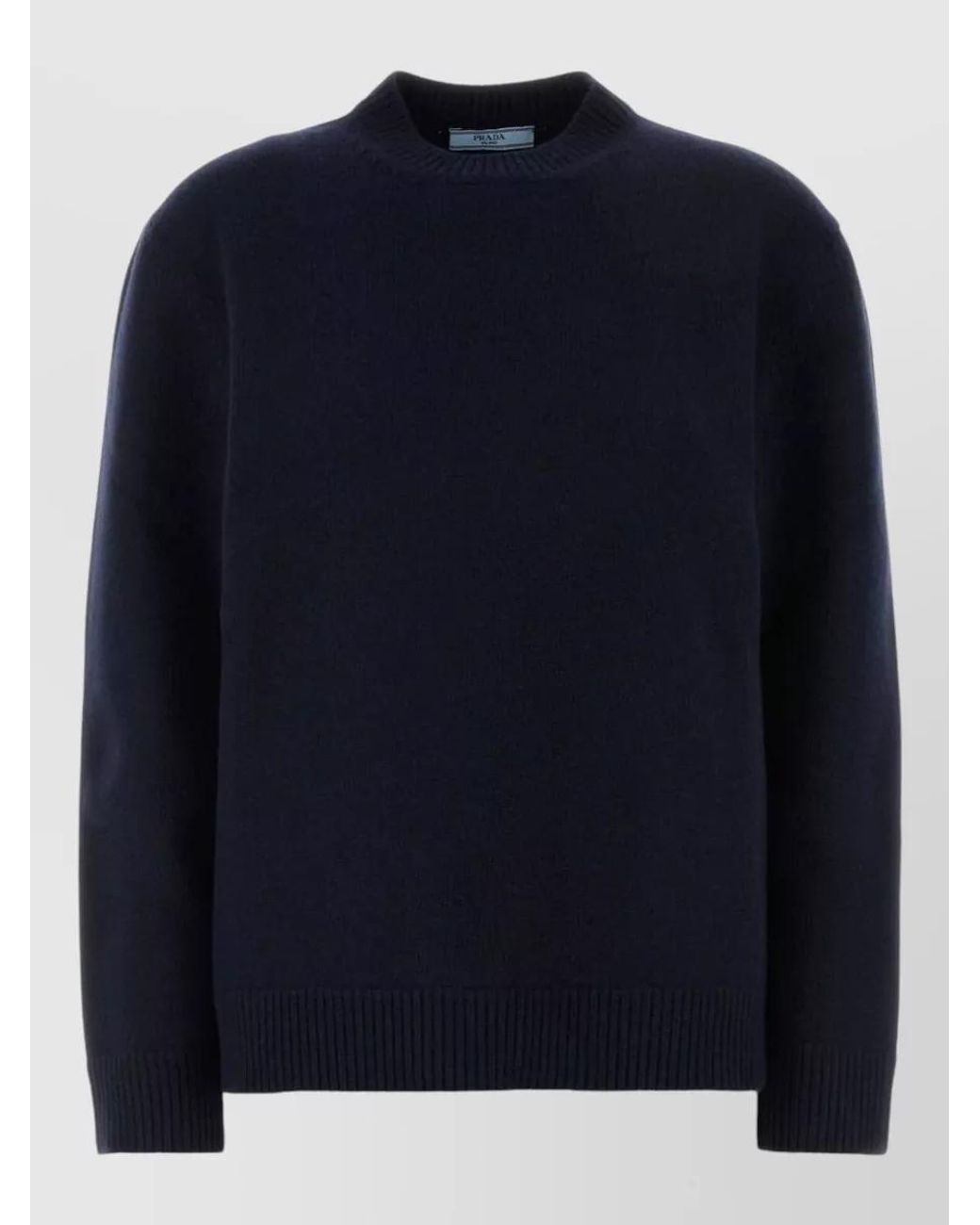 Prada Blue Wool Ribbed Crewneck Sweater