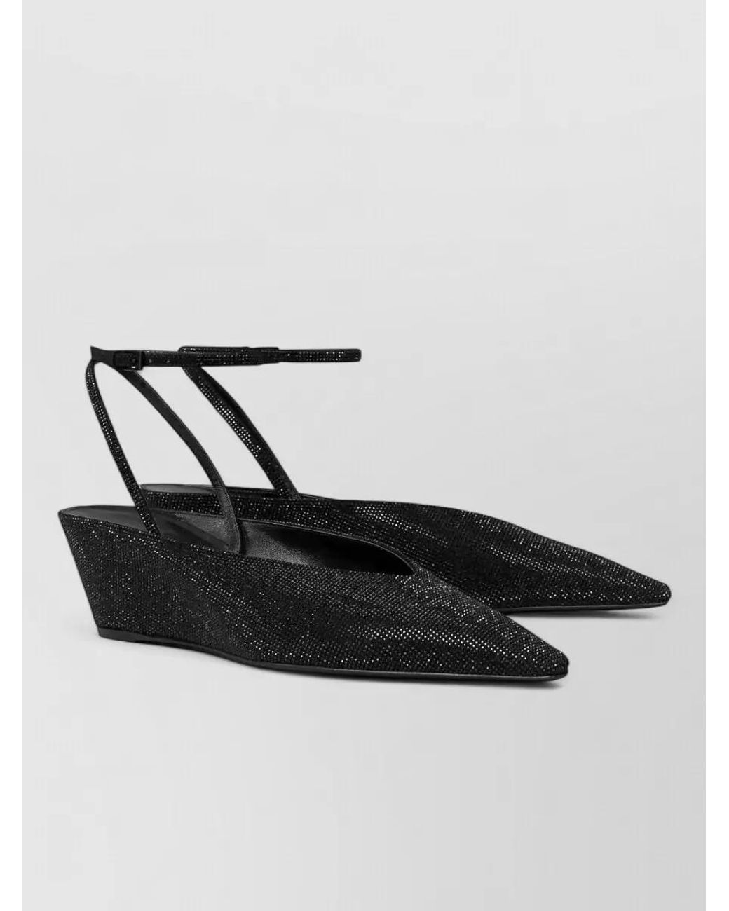 Tory Burch Black Suede Pave Wedge Sandals