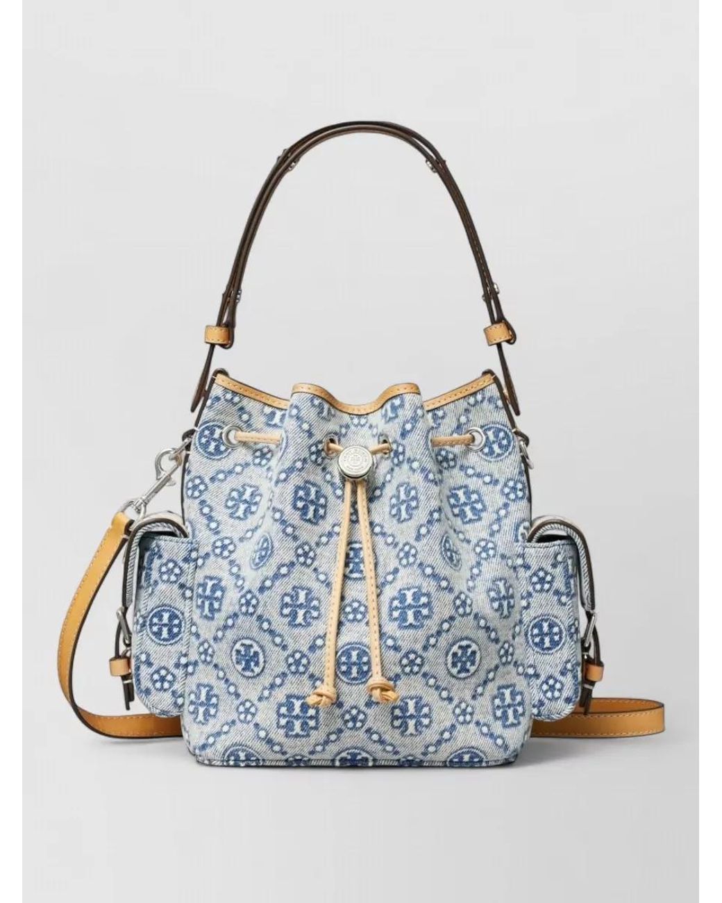 Tory Burch Blue T Monogram Bucket Bag