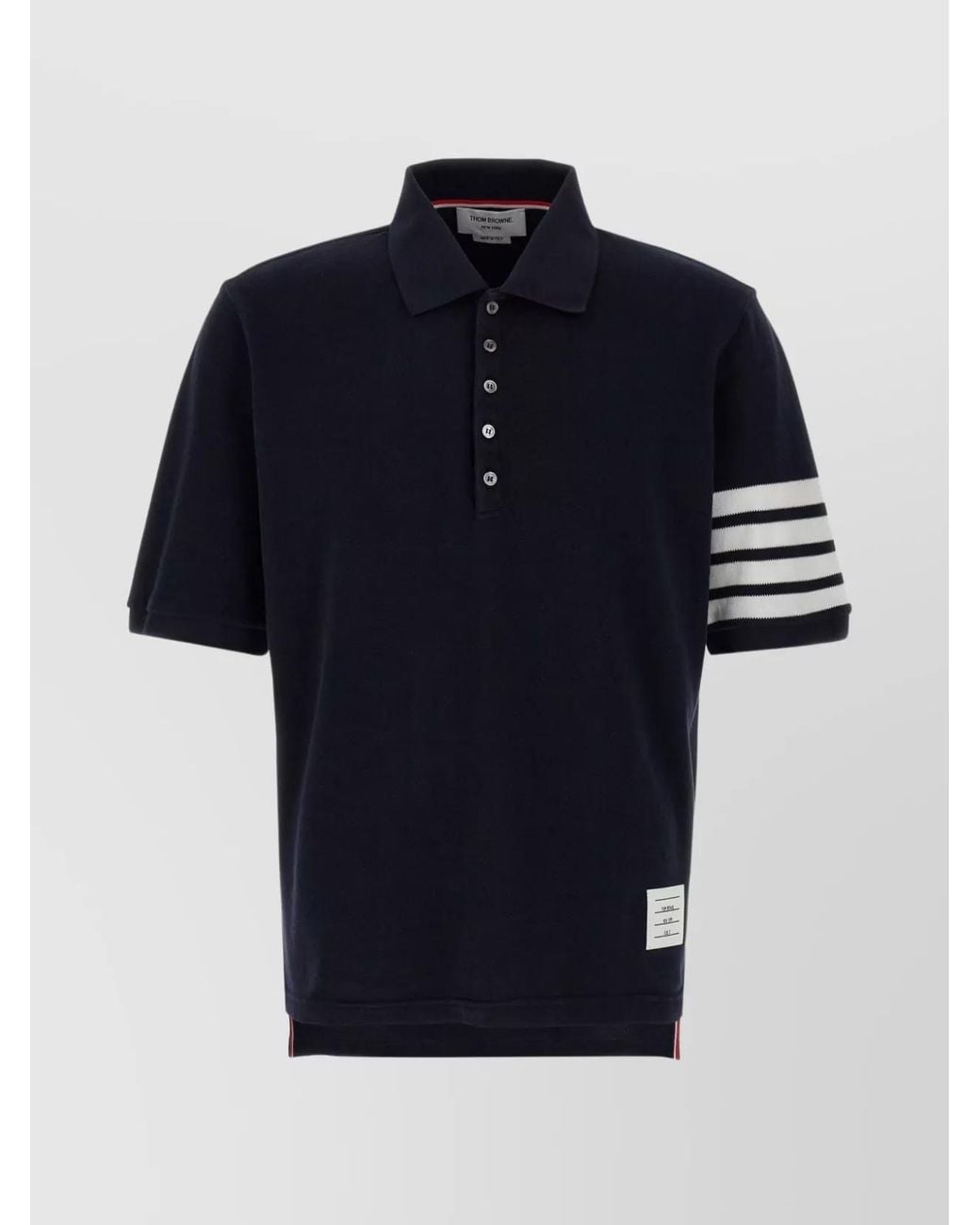 Thom Browne Blue Cotton Piqué Short-Sleeve Polo Shirt for men