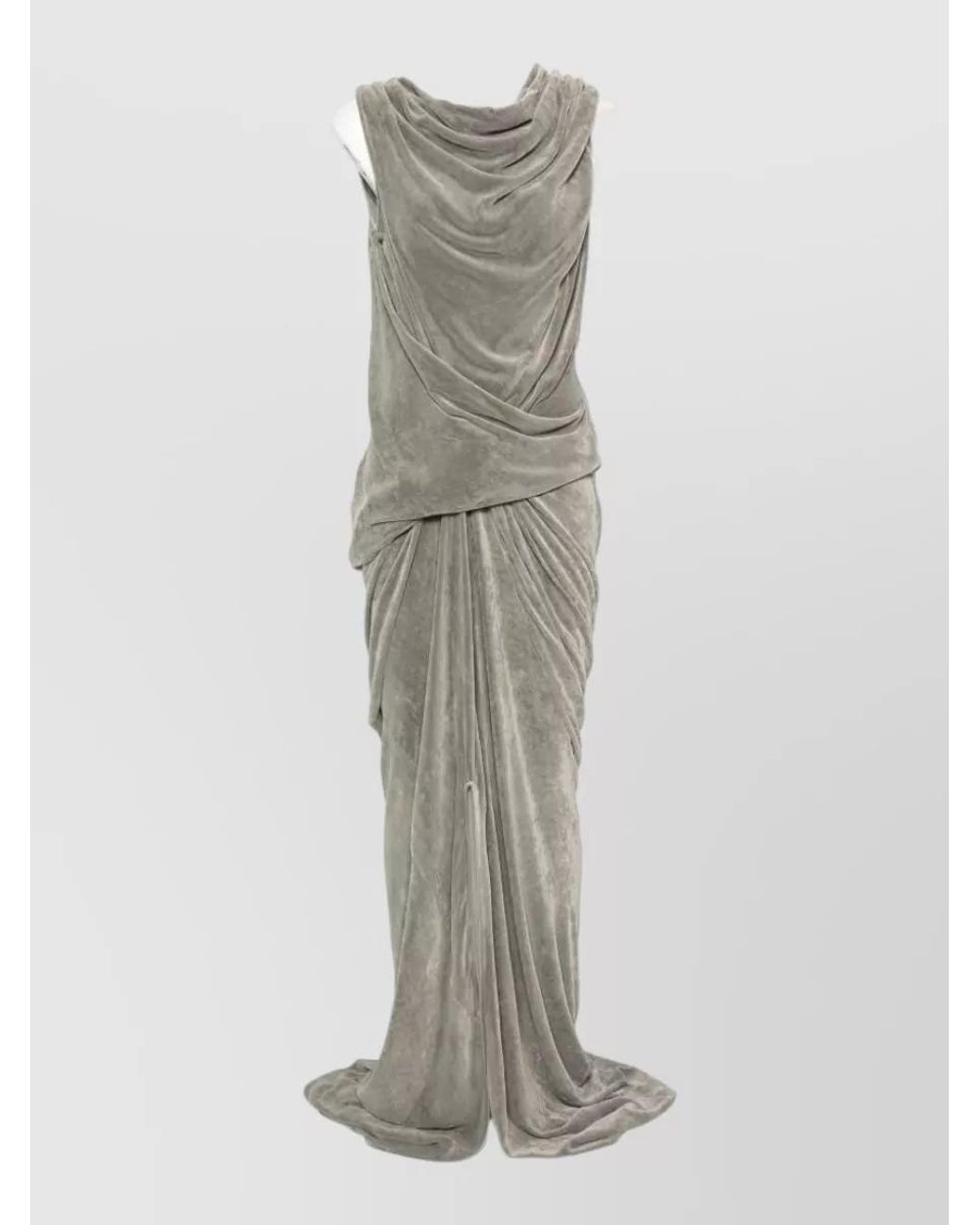Rick Owens Multicolor Velvet Draped Cowl Neck Sleeveless Maxi Gown