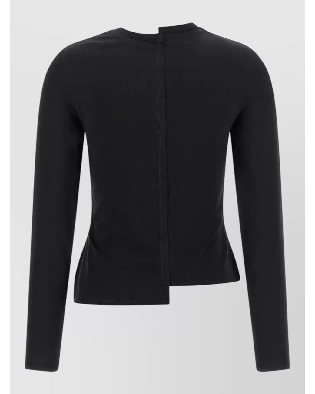 Y-3 Black Cotton Asymmetric Long-Sleeve T-Shirt