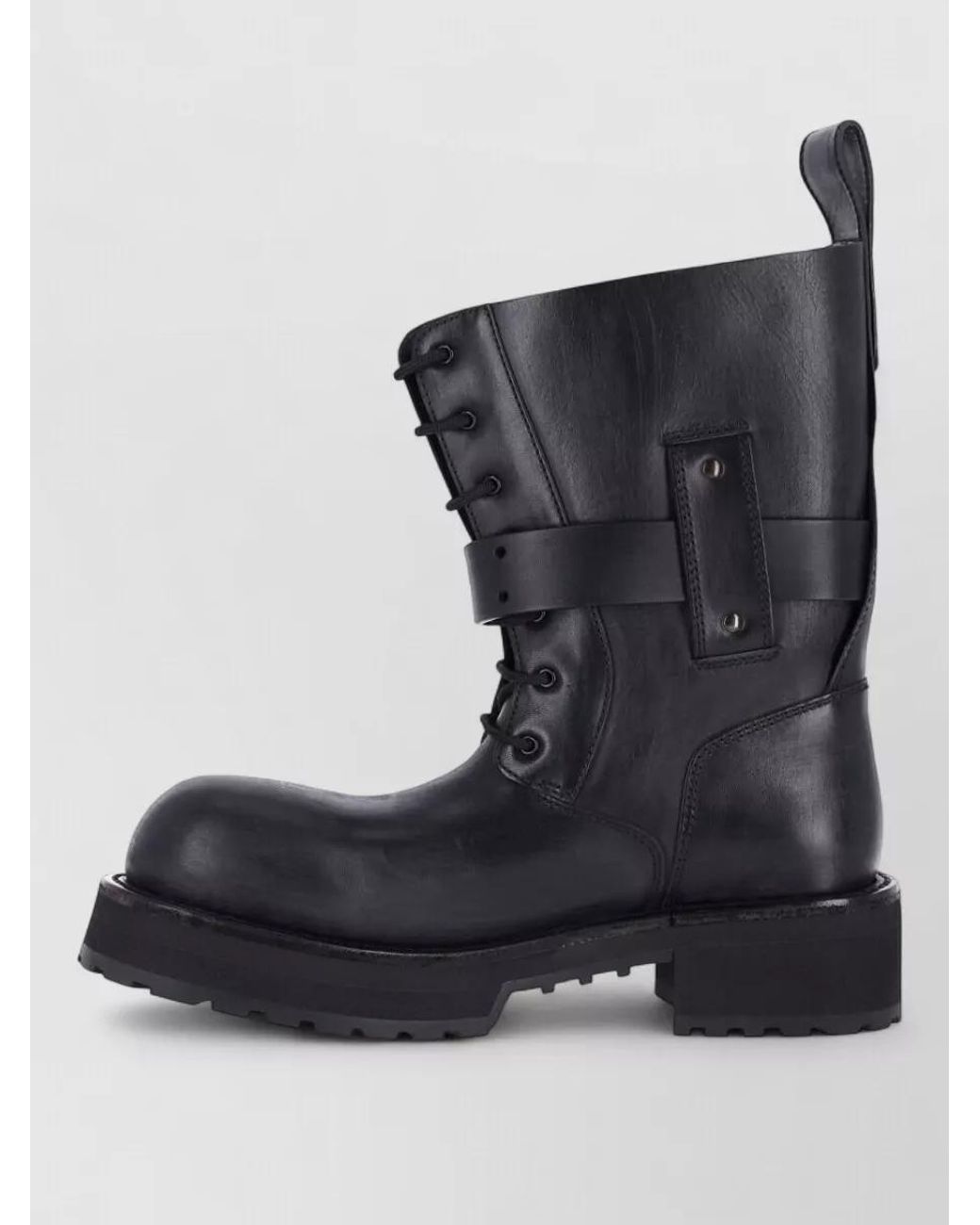 Balenciaga Black Leather Lace-Up Ankle Boots for men