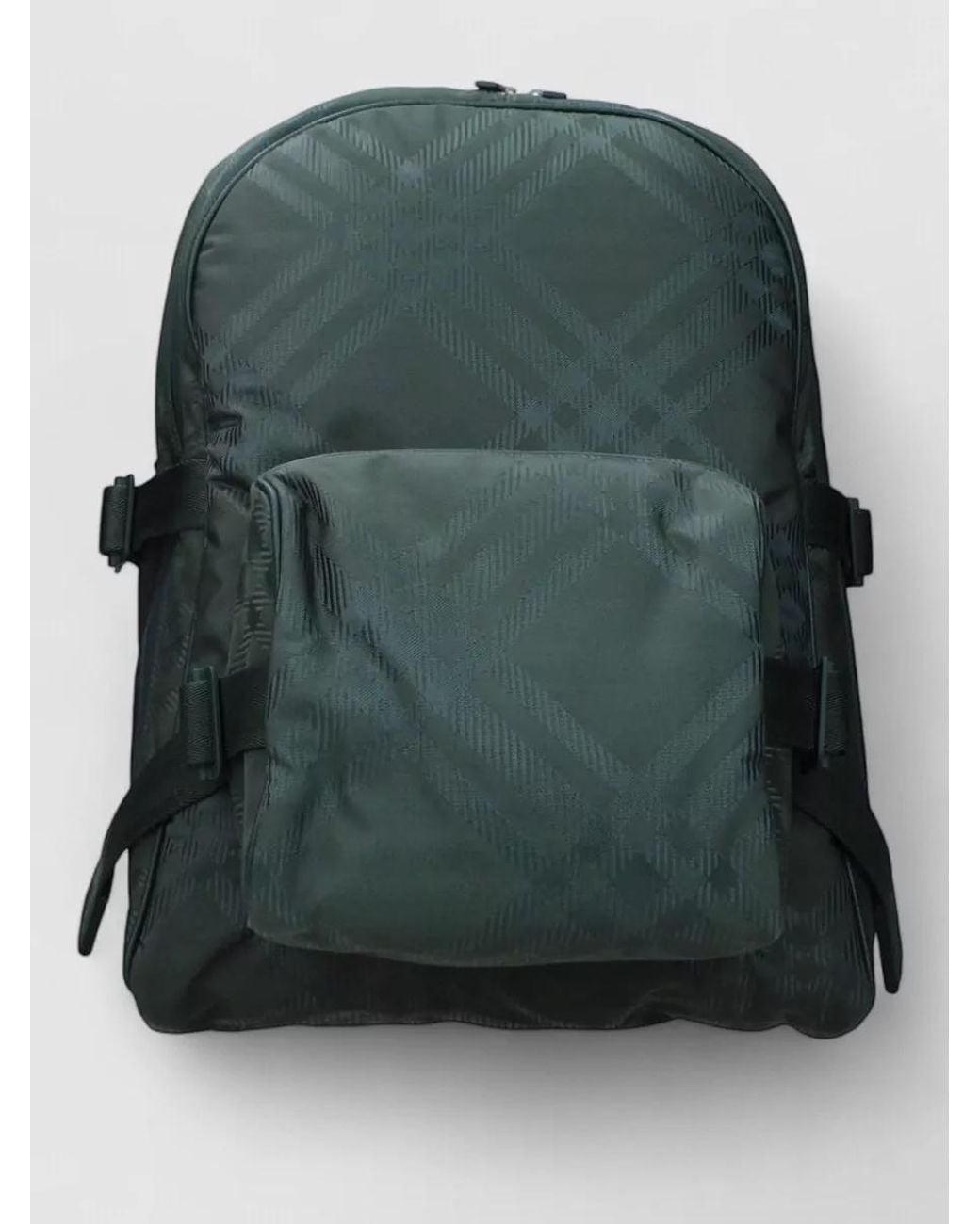 Burberry Green Nylon Checked Backpack for men