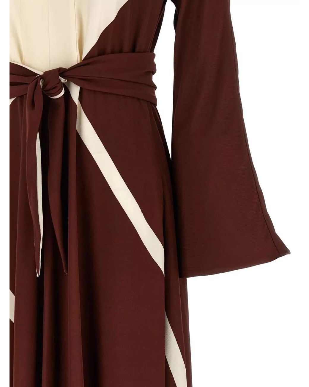 Alberta Ferretti Multicolor Printed V-Neck Long-Sleeve Maxi Dress