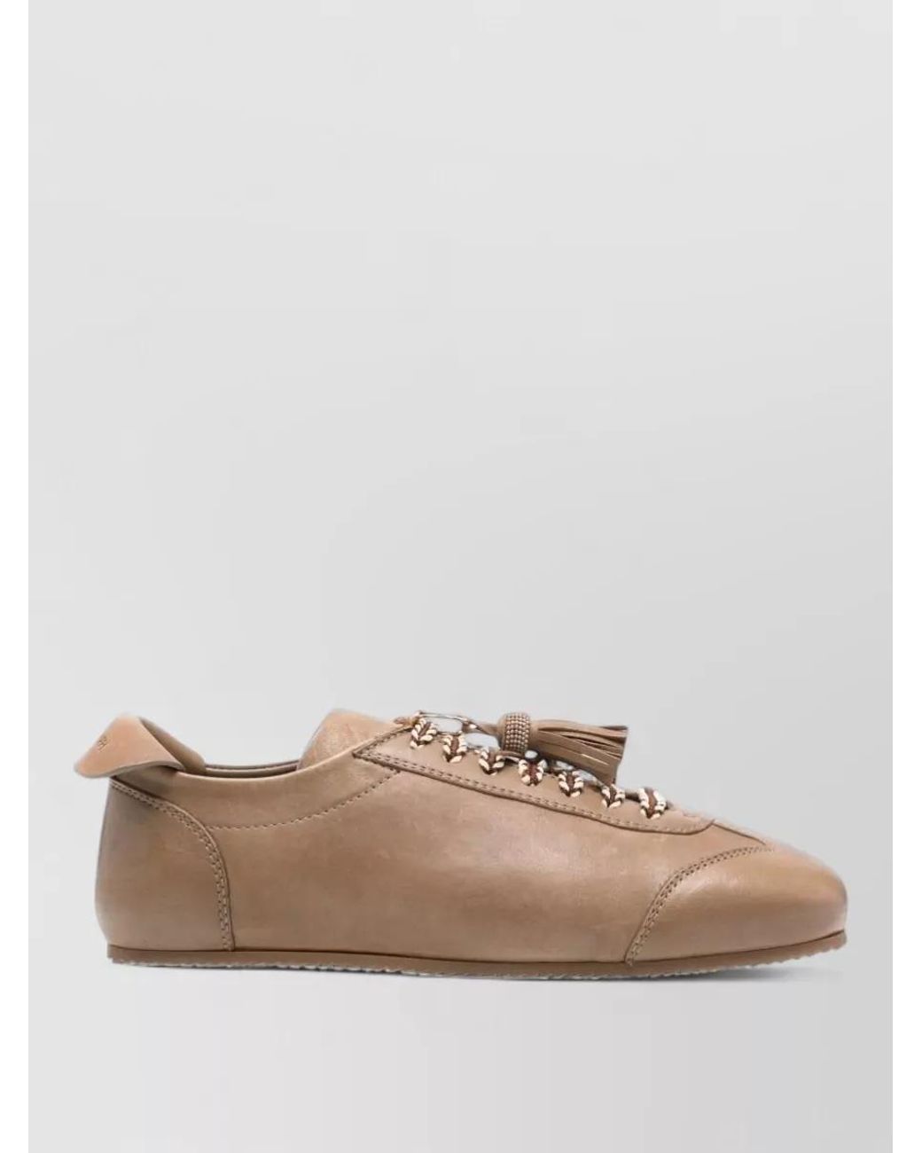 Fabiana Filippi Natural Leather Lace-Up Sneakers