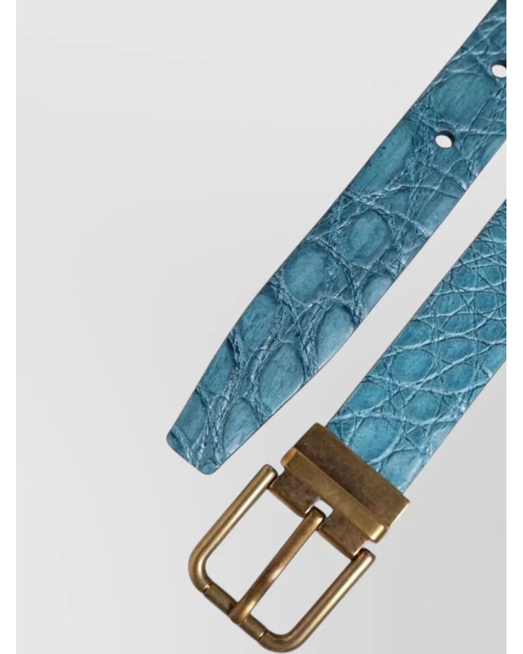 Dolce & Gabbana Blue Caiman Leather Belt for men