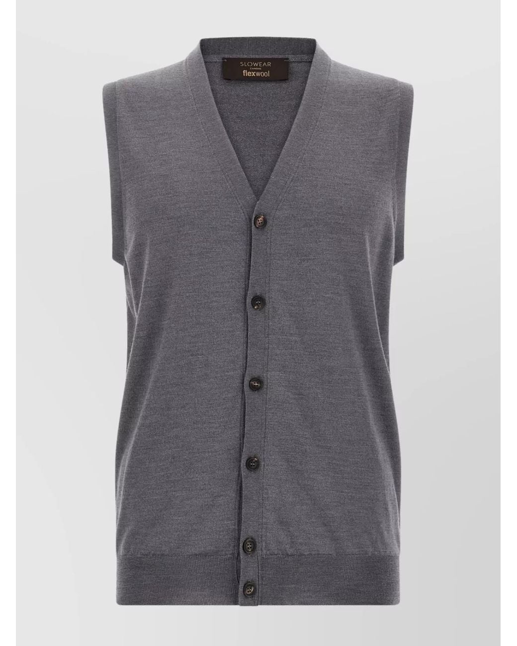 Zanone Gray Knit Sleeveless Vest V-Neckline for men