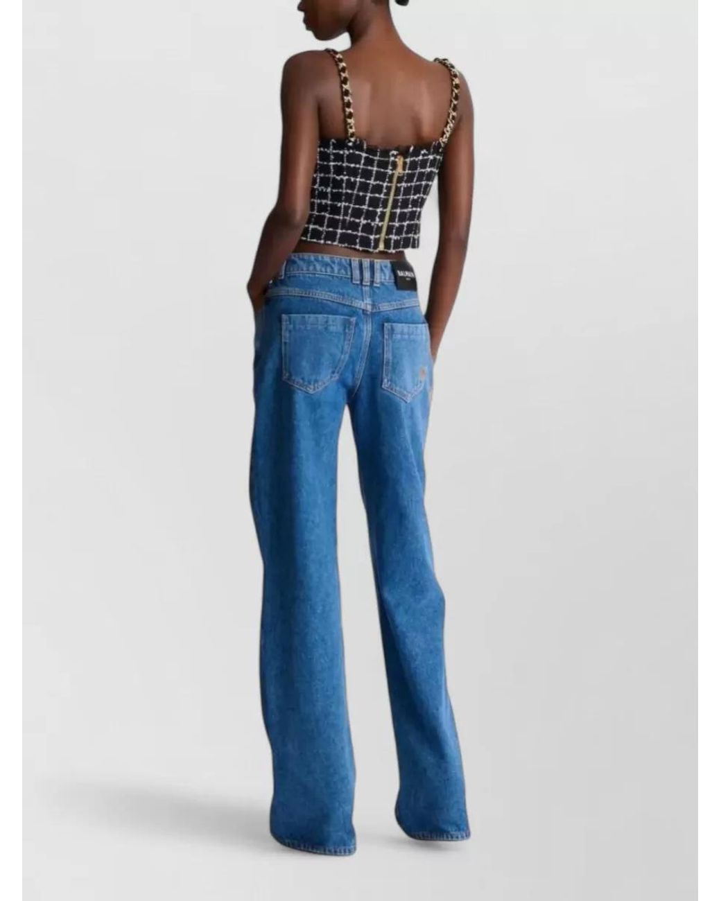 Balmain Gray Buttoned Tweed Tank Top