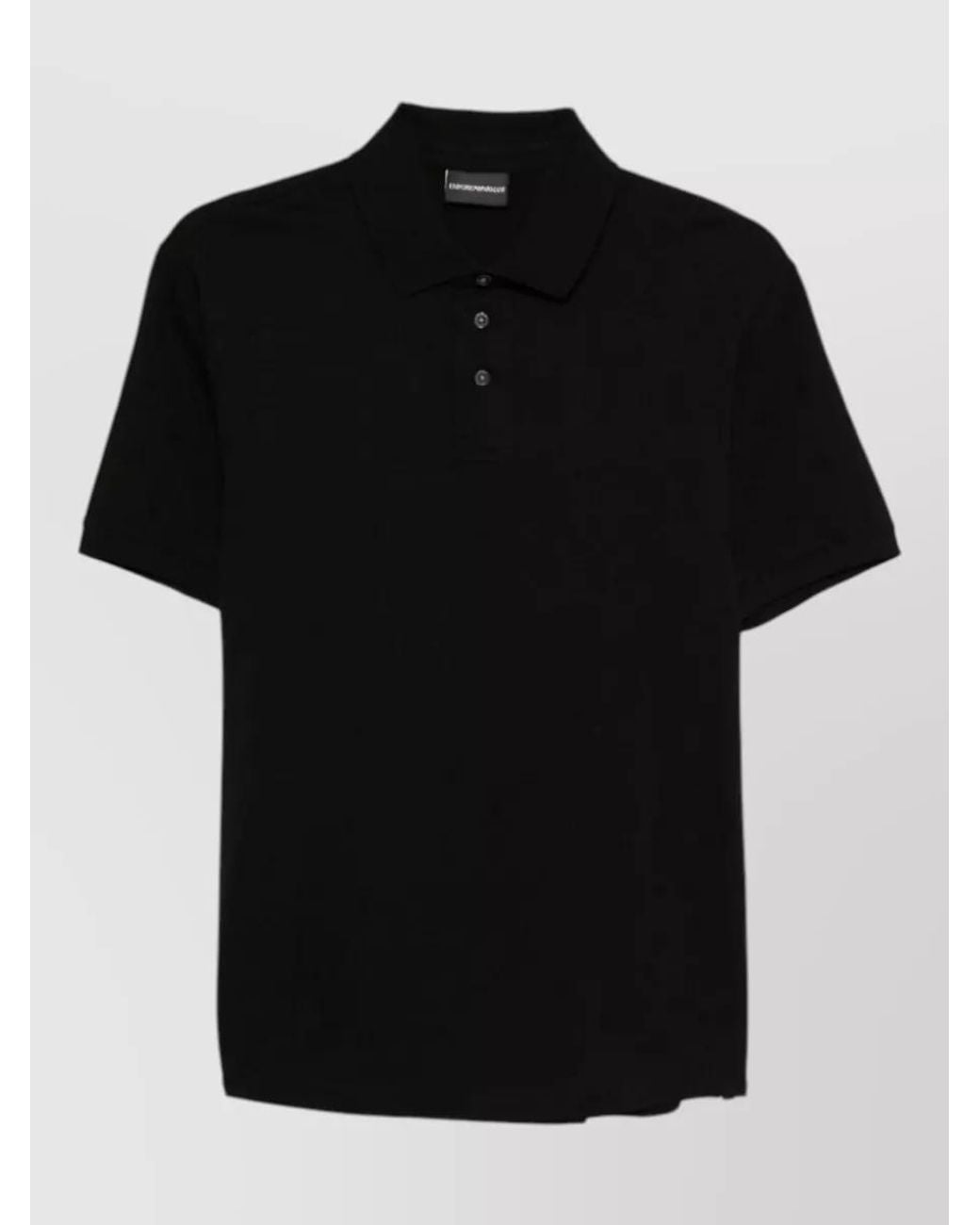 Emporio Armani Black Cotton Short-Sleeve Polo Shirt for men