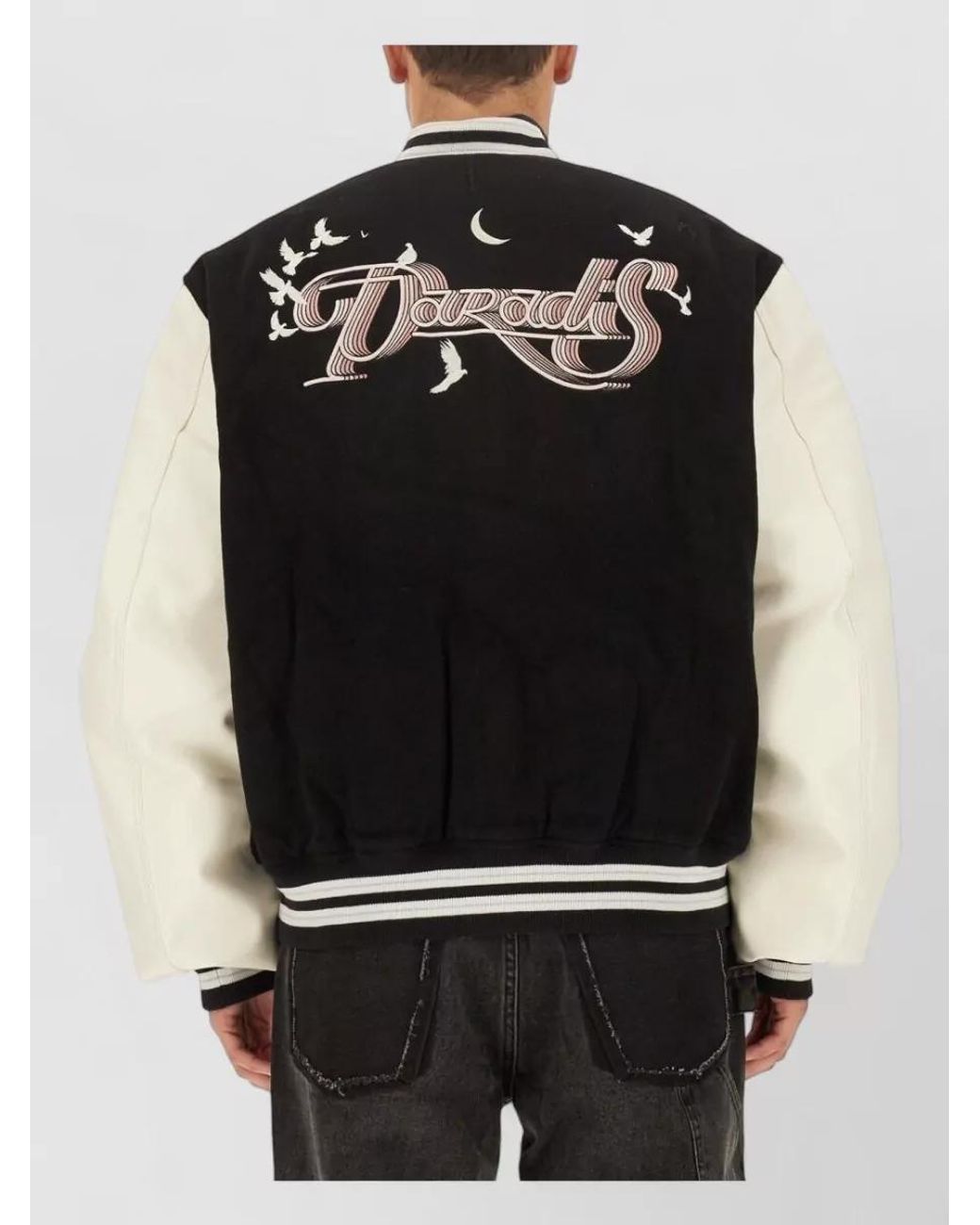 3.PARADIS Black Wide-Fit Bomber Jacket for men