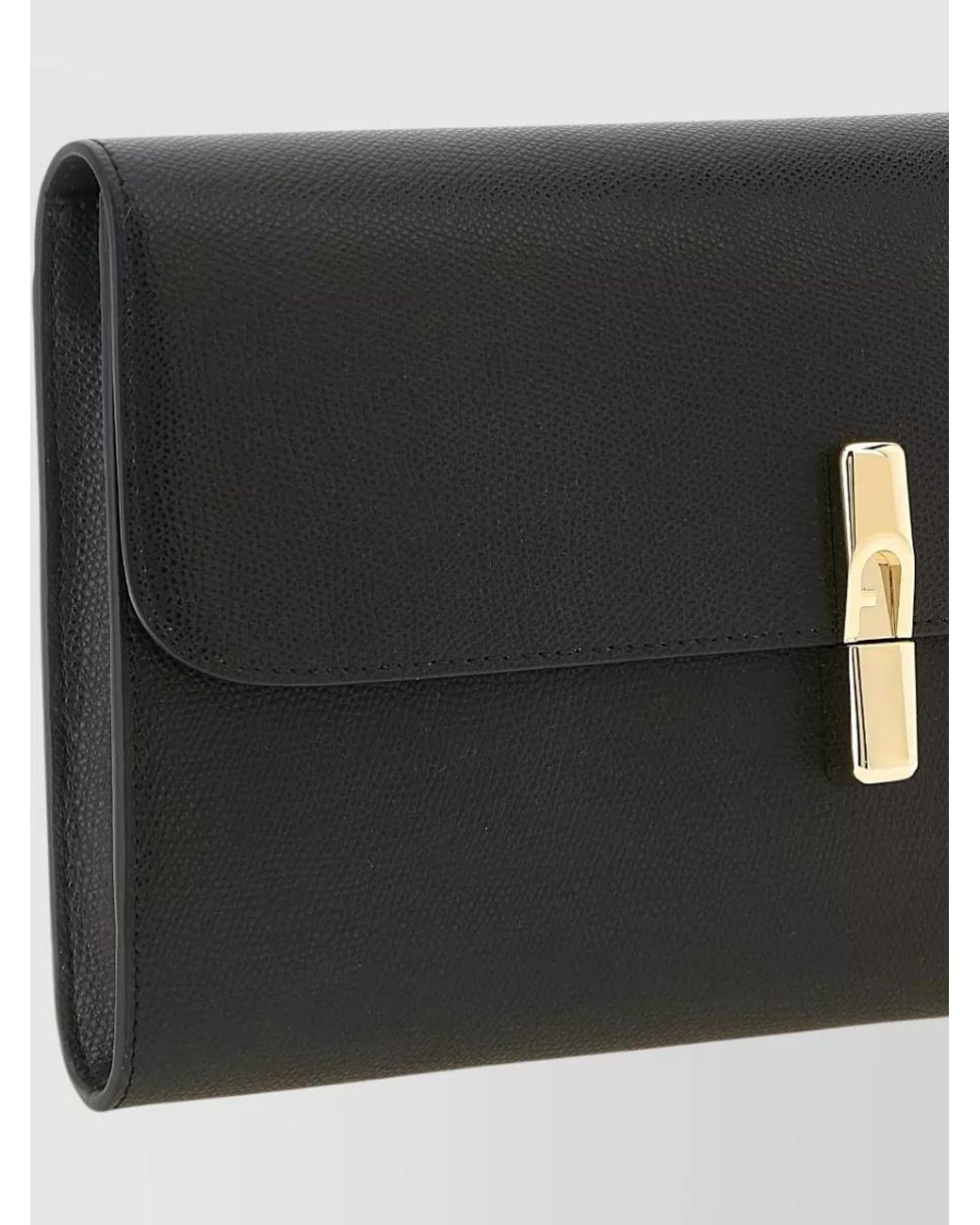 Furla Black Leather Clutch Bag