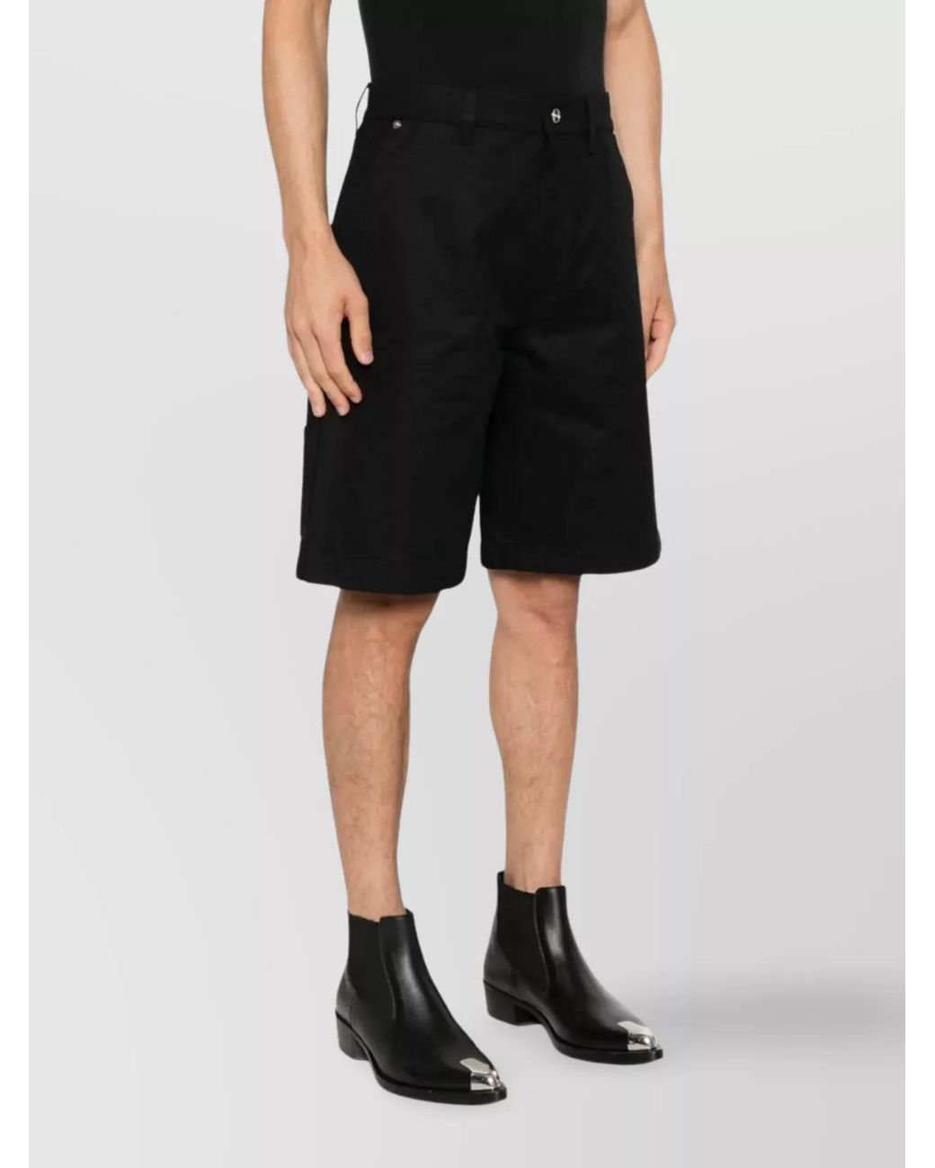 Gucci Black Cotton Gg Jacquard Denim Bermuda Shorts for men