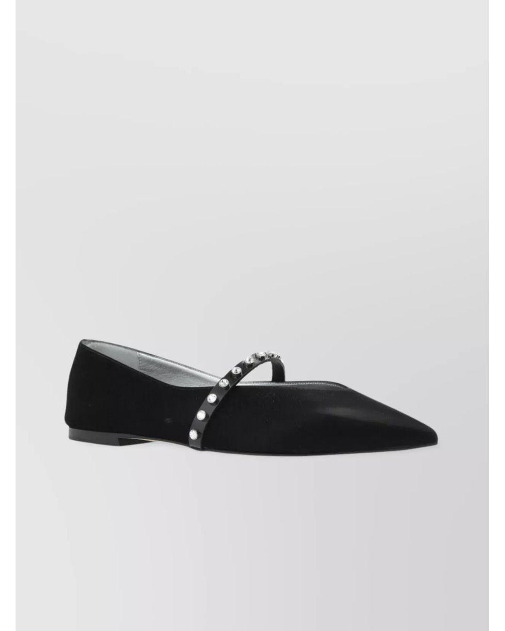 McQueen Black Leather Pointed-Toe Ballerina Shoes
