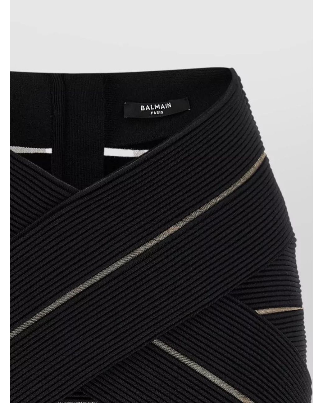 Balmain Black Mesh Panel V-Waist Mini Skirt