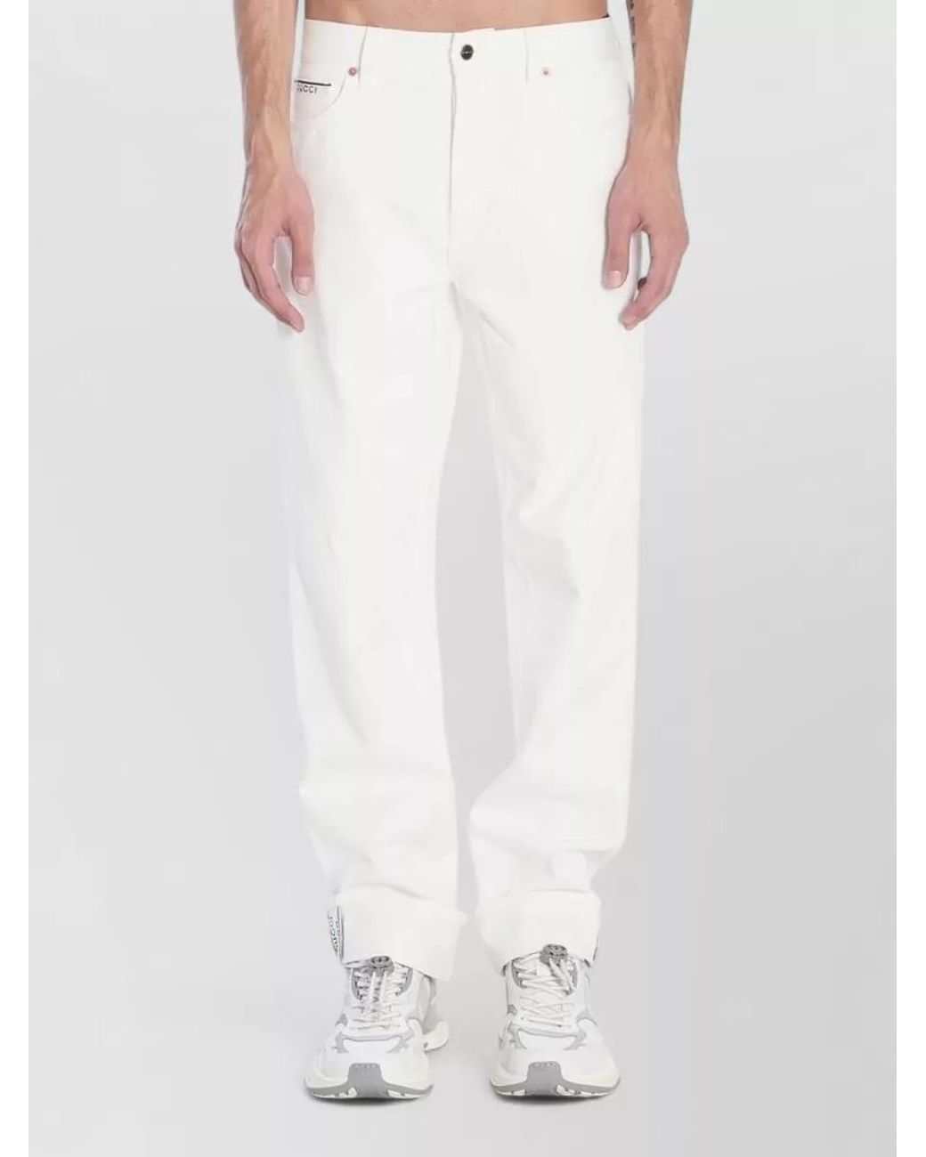 Gucci White Denim Straight-Leg Trousers for men