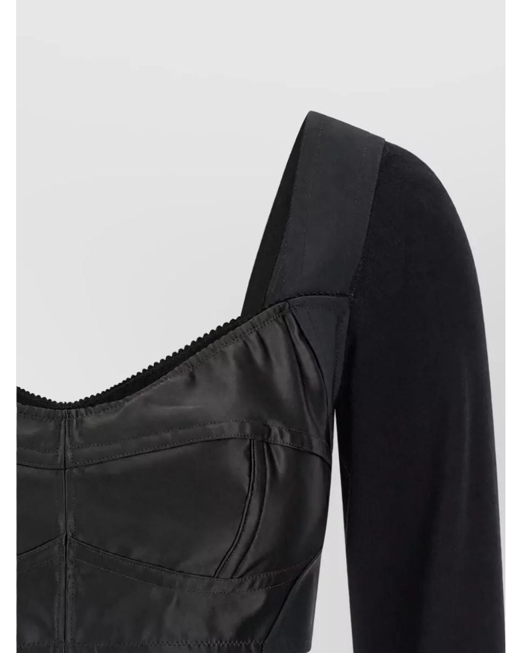 Dolce & Gabbana Black Satin Bustier Crop Top