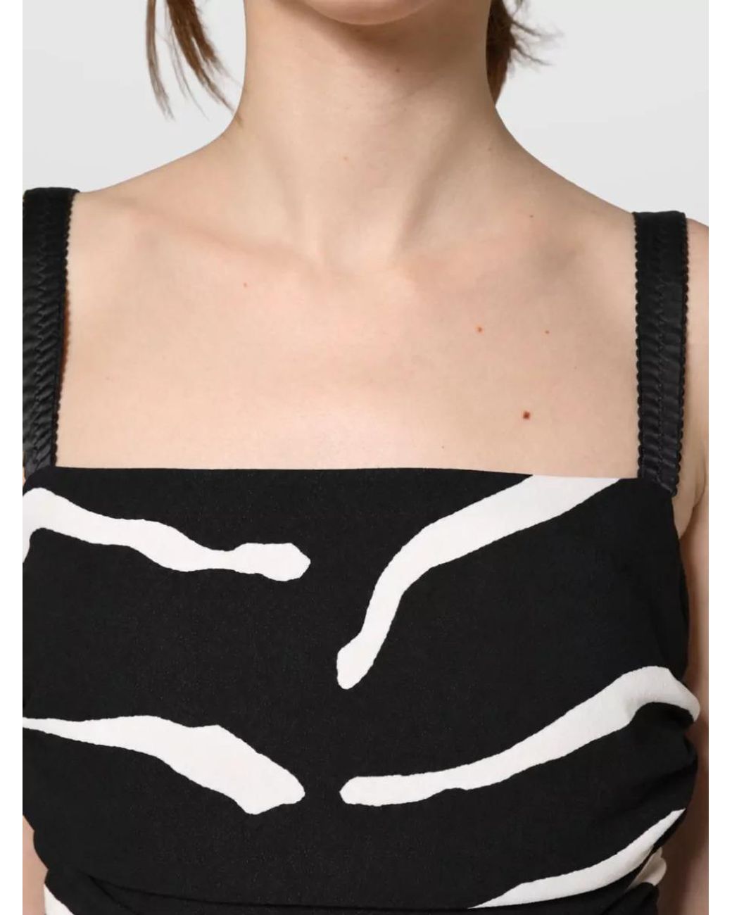 Dolce & Gabbana Black Zebra-Print Midi Dress
